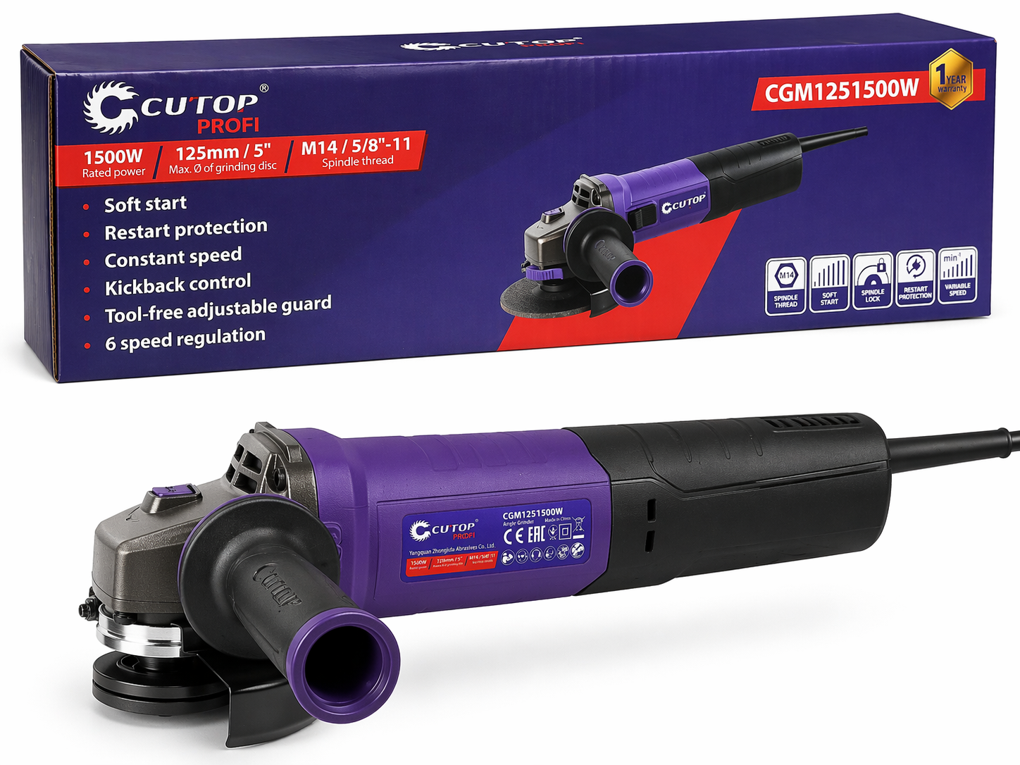 Szlifierka kątowa CUTOP CGM1251500W 1500W 125mm