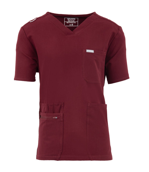 MYNTS MYNTS V-Neck Pocket Genius - ScrubTop Men MMT003 Burgundy