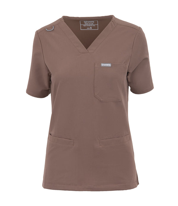MYNTS MYNTS V-Neck Two Pockets – Scrub Top Women WMT002 Sahara Mokka