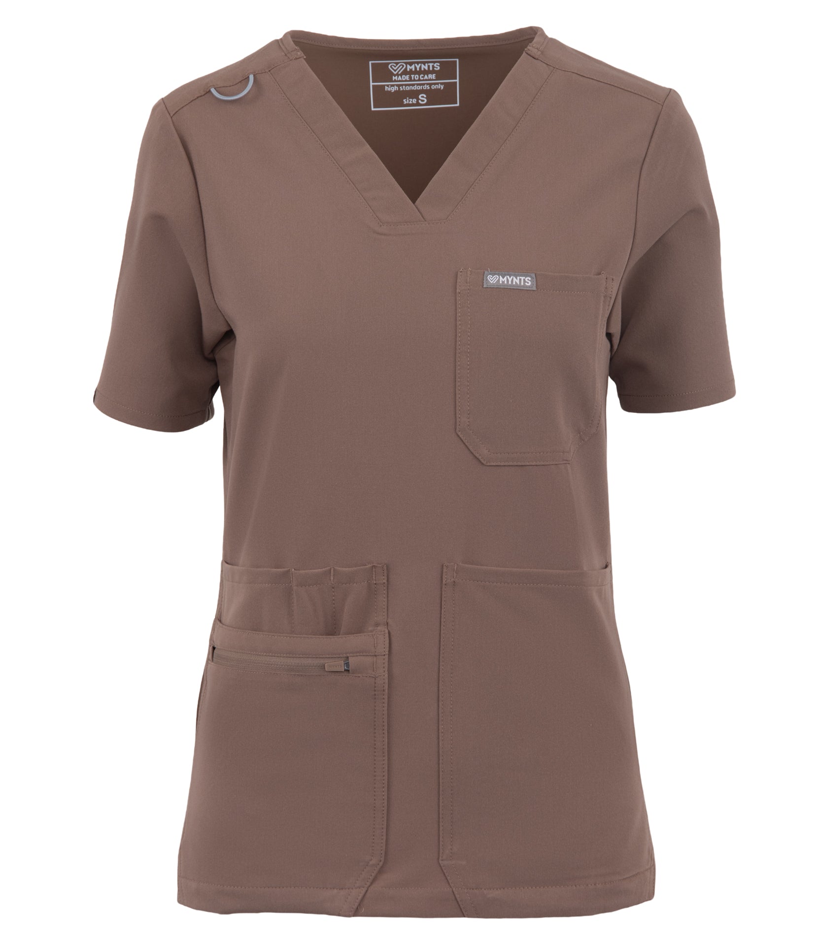 MYNTS MYNTS V-Neck Pocket Genius – Scrub Top Women WMT001 Sahara Mokka