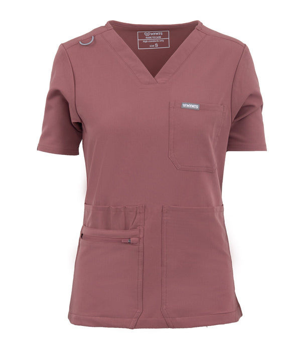MYNTS MYNTS V-Neck Pocket Genius – Scrub Top Women WMT001 Terra Rose